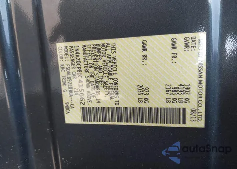 2013 Nissan Leaf S z USA, uszkodzony, nr VIN 1N4AZ0CP8DC415662